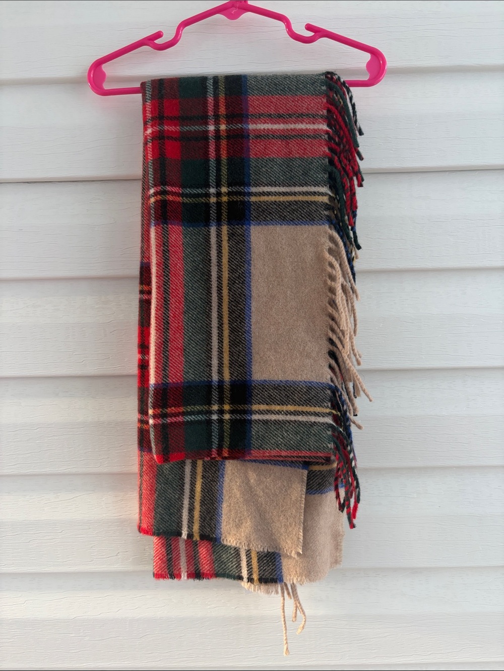 Polo Ralph Lauren NWT Plaid Tartan Scarf Red Tan Green Fringe Preppy Fall